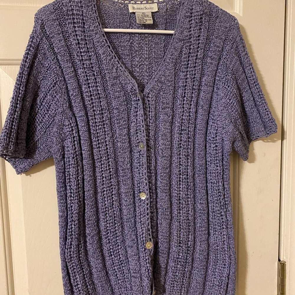 Robert Scott purple knit cardigan